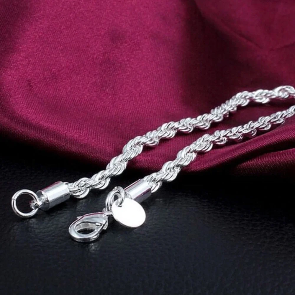 NEW‎ Sterling Silver 925 Rope Chain Bracelet